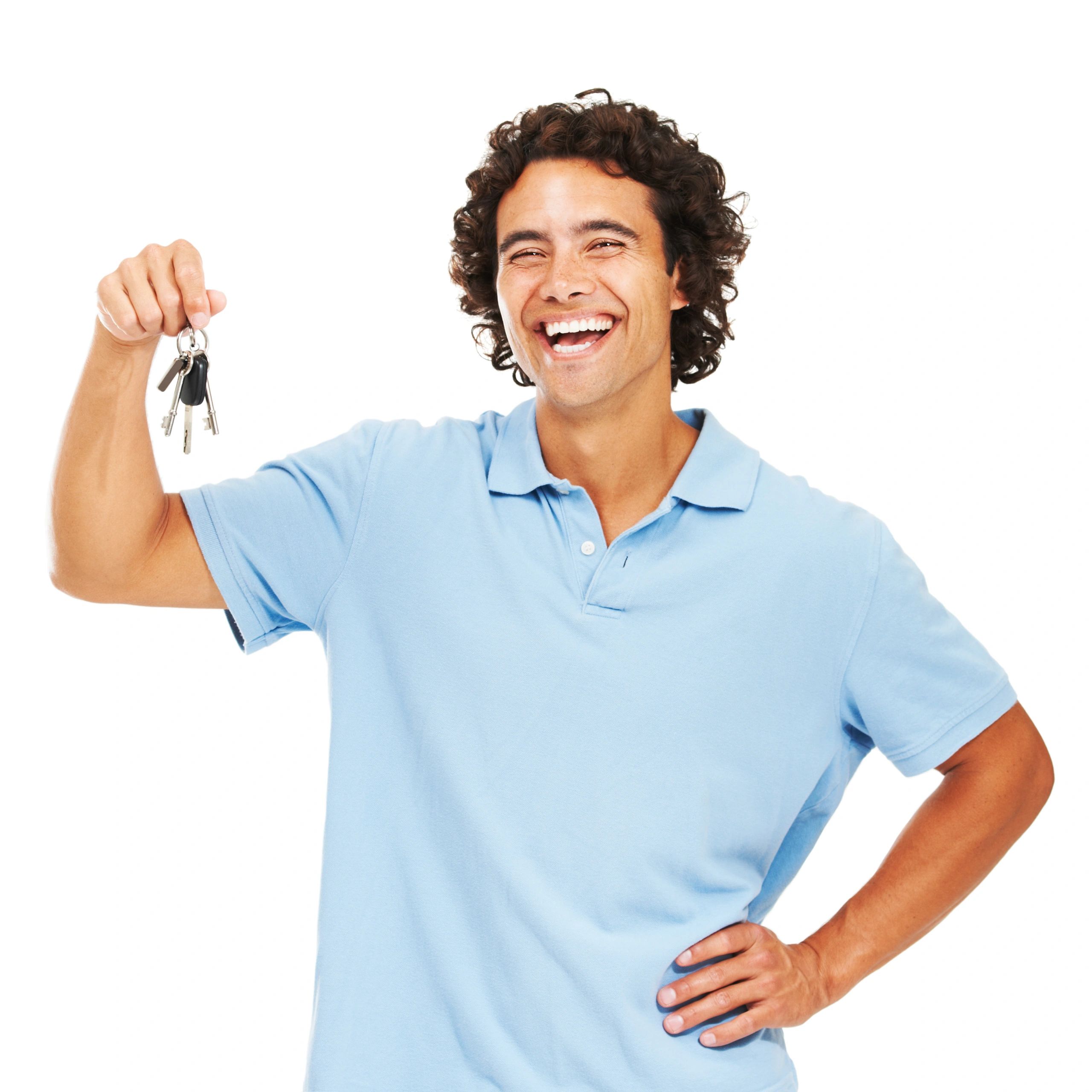 Satisfied customer holding car keys