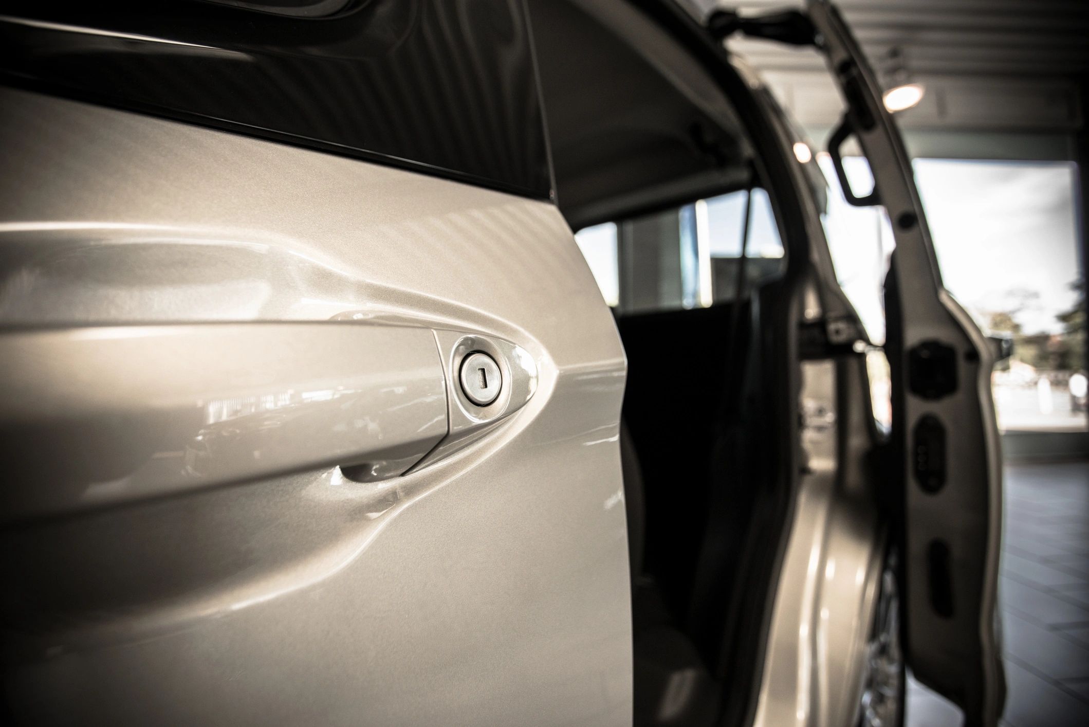 Vehicle door ready for mobile locksmith assistance
